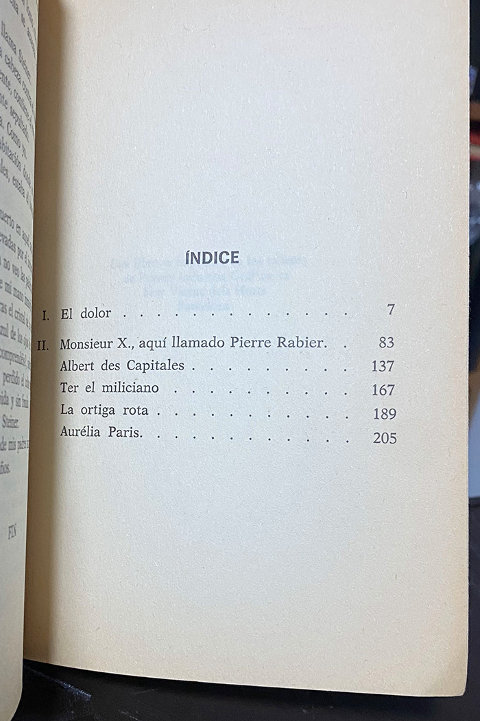 El dolor libro de Marguerite Duras
