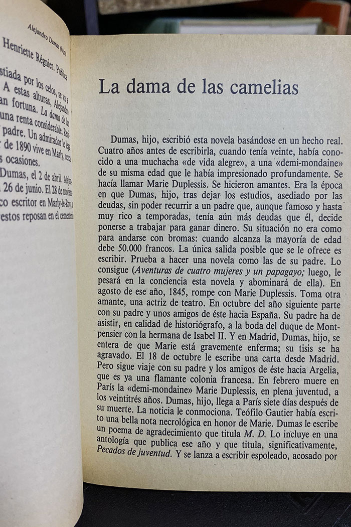 La dama de las camelias Novela de Alejandro Dumas