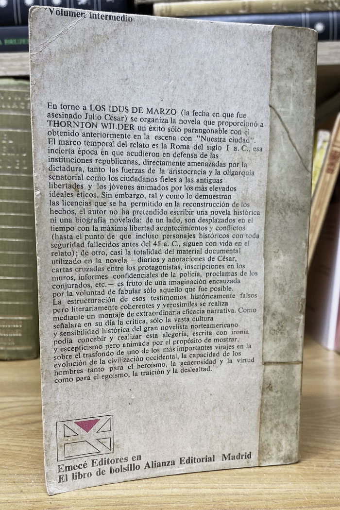 Los Idus de Marzo Novela de Thornton Wilder