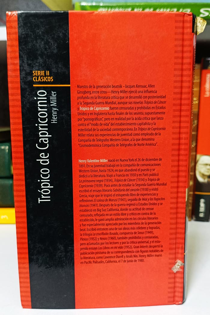 Trópico de Cáncer Novela de Henry Miller