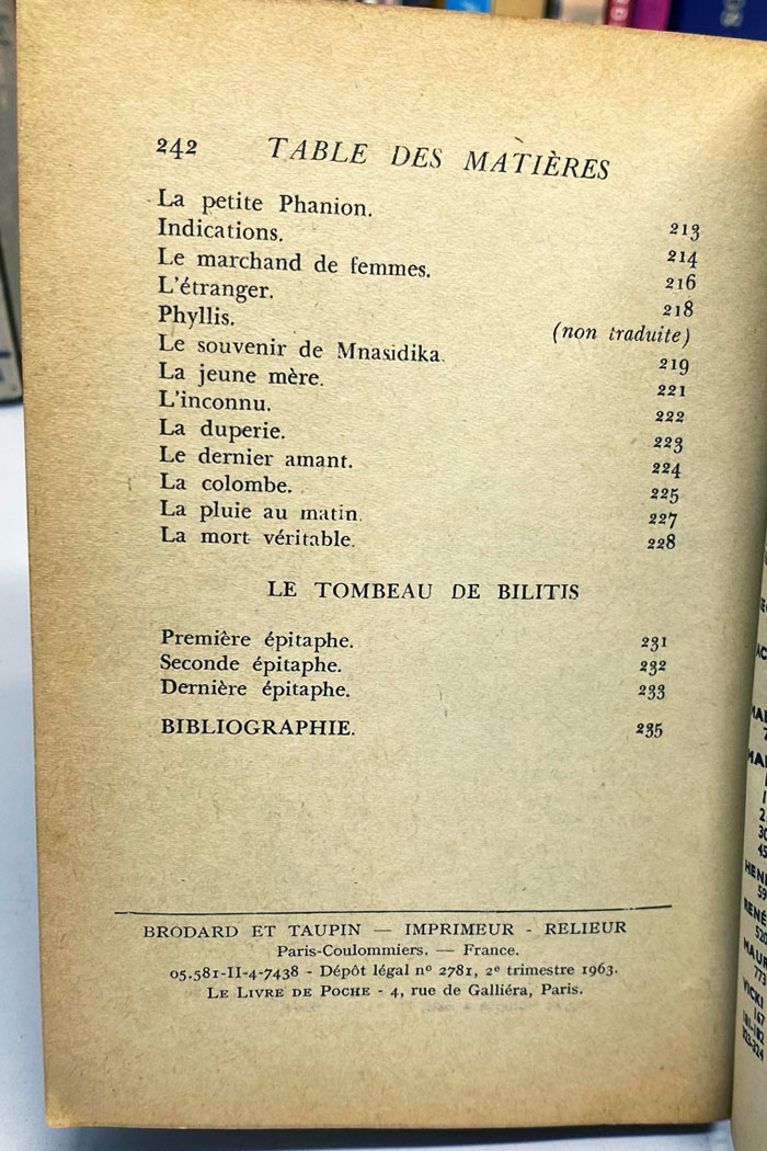 Les chansons de Bilitis poèmes érotiques de Pierre Louÿs